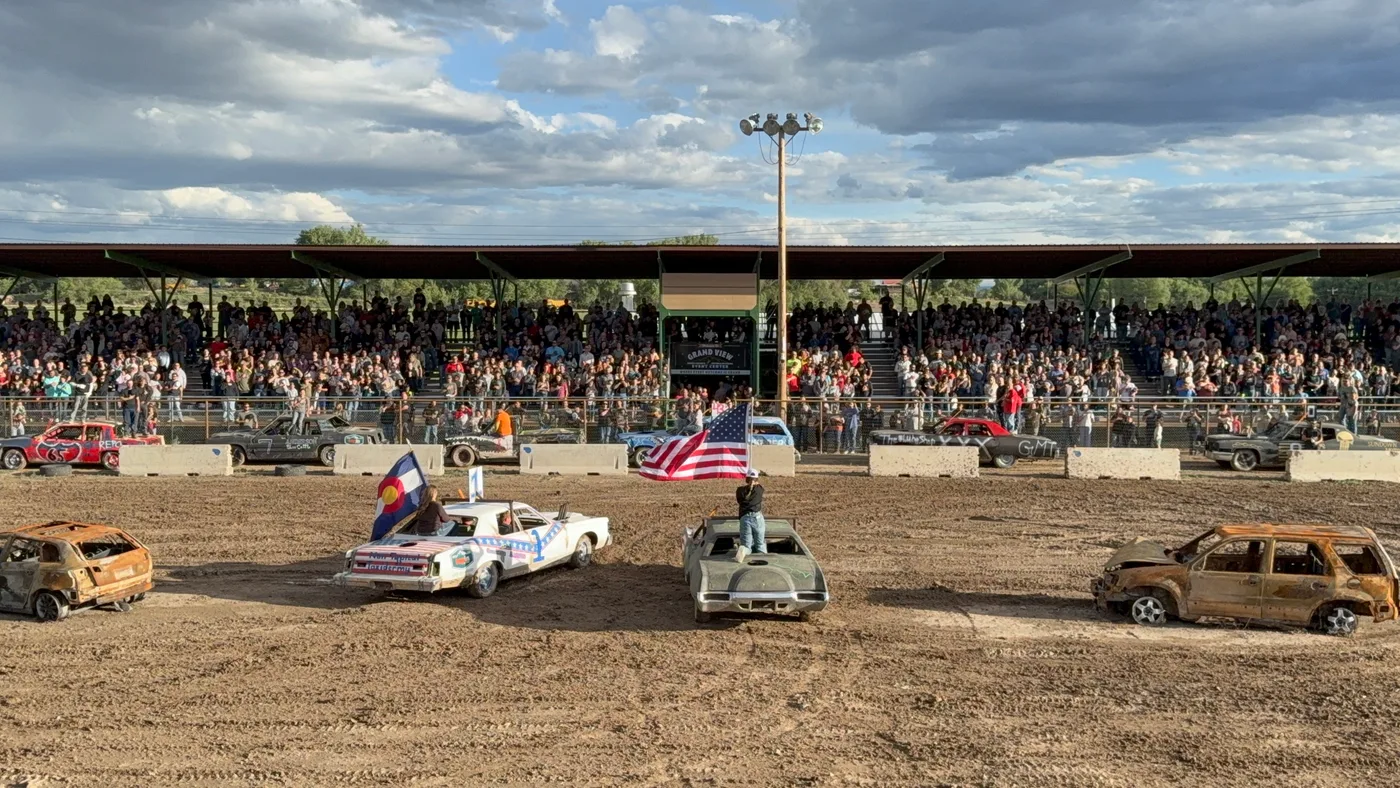 Victory lap in the arena at a Grand View event.